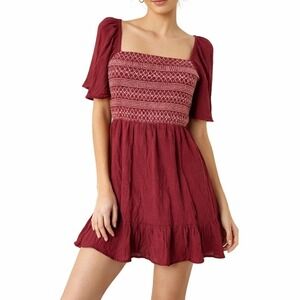 Blu Pepper Dress Women Medium Cottagecore Smocked Embroidered Peasant Boho Mini